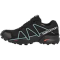 Salomon Women's Speedcross 4 GTX Trail Running and Hiking Shoe, Black/Black/Metallic Bubble Blue, 9.5 US