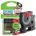 DYMO D1 Durable Label Cassette Tape, 12mm x 3m, White/Red