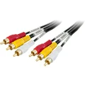 LV1115 Pro2 10M Composite Video & Stereo Audio AV Lead Pro2 3X RCA Plugs to 3X RCA Plugs (Yellow, Red & White) 3X RCA Plugs to 3X RCA Plugs (Yellow, Red & White), Nickel Plated Connectors
