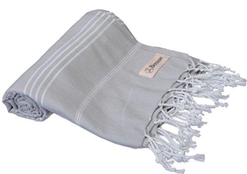 Bersuse 100% Cotton Anatolia Turkish Towel - 37X70 Inches, Silver Grey