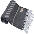 Bersuse 100% Cotton Anatolia Turkish Towel - 37X70 Inches, Black