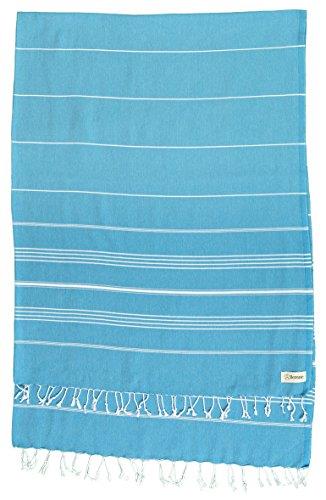 Bersuse 100% Cotton - Anatolia XL Blanket Turkish Towel - 61X82 Inches, Sea Blue