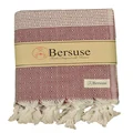 Bersuse 100% Cotton Hierapolis XL Blanket Turkish Handloom Towel - 60X95 Inches, Burgundy