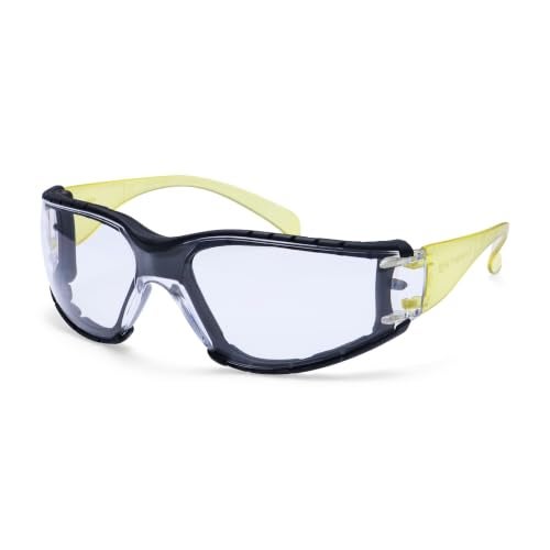 Portwest PS32 Wrap Around Plus Safety Glasses Foam Gasket | Panoramic Single Lens, Flexible Arms, Edge Protection, Metal Free Design