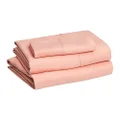 Amazon Basics Lightweight Super Soft Easy Care Microfiber Bed Sheet Set with 36-cm Deep Pockets - Twin, Peachy Coral