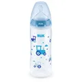 NUK First Choice+ Baby Bottle | 6-18 Months | Temperature Control | Anti Colic Vent | 360 ml | BPA-Free | Silicone Teat |Blue and Pink| 1 Count