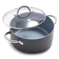 GreenPan Lima Hard Anodized Healthy Ceramic Nonstick 5QT Stock Pot with Lid, PFAS-Free, Oven Safe, Gray