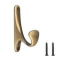 Amazon Basics Wall Mounted Contemporary Metal Single Coat Hooks - Antique Brass, 5-Pack