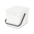 Brabantia 109706 Sort and Go Food Waste Caddy, Plastic, 6 L - White