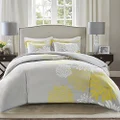 Comfort Spaces Enya Comforter Set-Modern Floral Design All Season Down Alternative Bedding, Matching Shams, Bedskirt, Decorative Pillows, Queen(90"x90"), Yellow