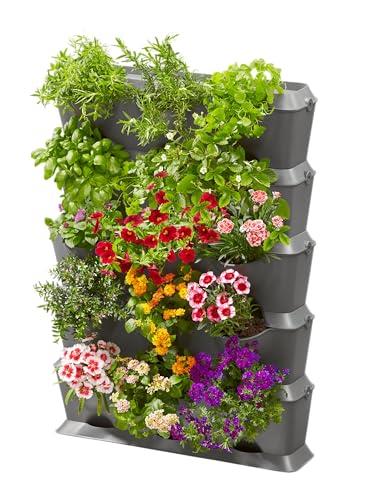 Gardena NatureUp! Tall Vertical Kit with Micro-Irrigation : Vertical Planters for Adding Greenery to Balcony/terraces/patios, Fits 15 Plants (13151-20), Grey, 66.5 x 25.5 x 37.4 cm