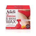 Nad's Brazilian & Bikini Wax Kit, Strip Free Hard Wax, Intimate Waxing Kit, Includes 3 Wooden Spatulas, 3 x Oil Wipes & Hot Wax 140g