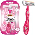 BIC Simply Soleil Disposable Women's Razors, 3 Count, Pink, (Pack of 1)