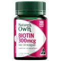 Nature's Own Biotin 300mcg Tablets 100 - Maintains Healthy Nails, Hair, and Skin - Supports Energy Production - Aids in Break Down of Dietary Fats