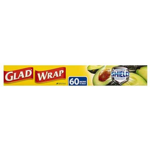 Glad Cling Wrap, 60 Metre Clear Food Wrap, BPA -Free, Microwave Ready, 60m x 33cm, 1 Count
