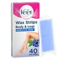 Veet Easy-Gel Legs Hair Removal Wax Strips for Sensitive Skin 40 Pack