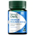 Nature's Own Chromium Picolinate 400mcg - Helps digestion of fats - Helps metabolism of carbs and proteins, 200 Tablets