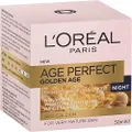 L'Oreal Paris Night Cream, Radiant Rosy Skin, for Mature to Dull Skin, Enriched with Calcium B5 and Peony Polyphenols, Age Perfect Golden Age, 50ml