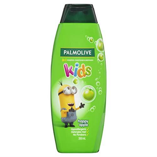 Palmolive Kids 3 in 1 Hair Shampoo, Conditioner & Body Wash 350mL, Minions Happy Apple, Hypoallergenic, Detangles Hair, No Parabens