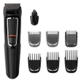 Philips Multigroom Series 3000 8-in-1 Face And Hair Cordless Trimmer With 8 Tools, Rinseable Attachments And Upto 60 Min Run Time, Black, MG3730/15