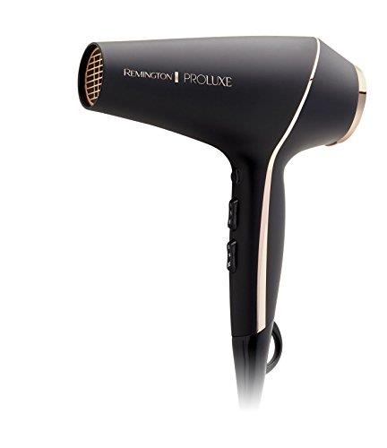 Remington Proluxe Salon Hair Dryer, AC9140AU, 2400W Salon Motor (AU Plug), Fast Drying, Ceramic With Tourmaline Prevents Frizz, Includes Concentrator and Diffuser, Black & Gold
