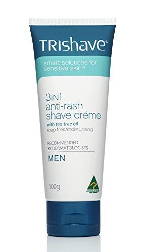 TriShave 3in1 Anti-Rash Shave Creme for Men (Sensitive Skin Shaving Cream with Tea Tree Oil), 100 Grams