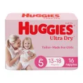 Huggies Ultra Dry Nappies Girls Size 5 (13-18kg) 16 Count