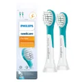 Philips Sonicare Electric Toothbrush Heads - Compact Sonic For Kids (2-pack), Ages 3+, Aqua, HX6032/63