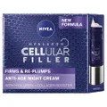 NIVEA Cellular Filler Night Cream (50ml), Anti Aging Face Cream for Women, Collagen Face Cream, Anti-Wrinkle Night Cream with Hyaluronic Acid & Collagen