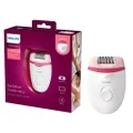 Philips Satinelle Essential Corded Compact Epilator for Legs - Includes Built-in Opti-Light, 2 Speed Settings and Travel Pouch, White/Pink, BRE255/00