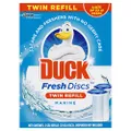 Duck Fresh Discs Twin Refill Toilet Bowl Cleaner, Marine Fragrance, Disc Gel Refill with 12 Toilet Discs, 2 x 36mL Tubes