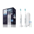 Philips Sonicare ExpertClean 7300 Rechargeable Sonic Electric Toothbrush with App, Built-in Pressure Sensor, 3 Modes and 3 Intensities and Dual Silver Handles, White, Pack of 2, HX9618/19