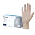 Medicom Vitals Vinyl Disposable Gloves - 100 Count - X Large - Transparent Clear Gloves, 100% Latex Free Work Gloves, Multipurpose Powder Free Gloves
