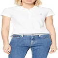 Tommy Hilfiger Women's Cotton Stretch Slim fit Polo Shirt, Classic White, X-Small