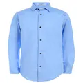 Calvin Klein Boys' Long Sleeve Sateen Dress Shirt, Style with Buttoned Cuffs & Shirttail Hem, Light Blue, 10