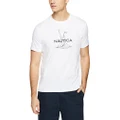 Nautica Men's Short Sleeve Anchor Flag Graphic T-Shirt, Bright White, X-Small
