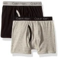 Calvin Klein Boys' Assorted Boxer Briefs (Pack of 2), 2 Pack - Heather, Grey Black Logo Band, Large