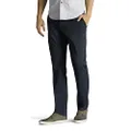 Lee Men's Extreme Motion Flat Front Slim Straight Pant, Navy, 28W x 30L