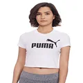 PUMA Women's Essential Slim Logo Tee, White, Large