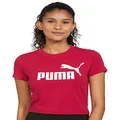 PUMA Women's Essential Slim Logo Tee, Persian Red, Large