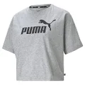 PUMA Women's Essential Cropped Logo Tee, Light Gray Heather, XXL