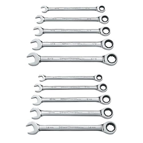 Gearwrench 12 Point Ratcheting Combination SAE/Metric Wrench 10-Pieces Set