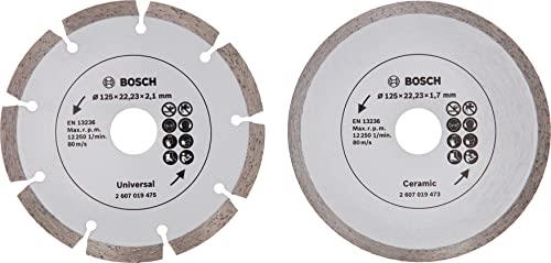 Bosch Accessories 2x Diamond Cutting Disc (Universal Tile, Marble, Ø 125mm, Twin Pack, Accessories for Angle Grinder)