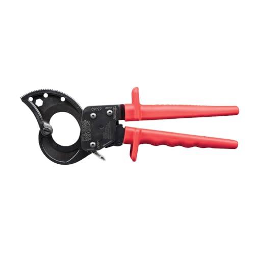 Klein Tools 63060 Ratcheting Cable Cutter, Reduced hand force for easier cutting, Small