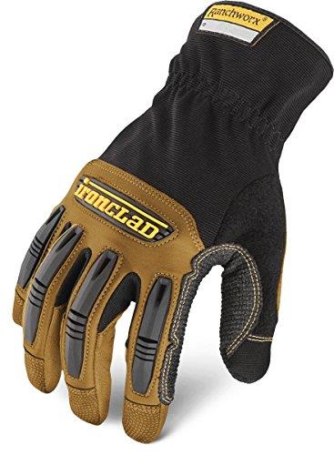 Ironclad RWG2-03-M Ranchworx Leather Work Gloves, Medium, Black/Brown