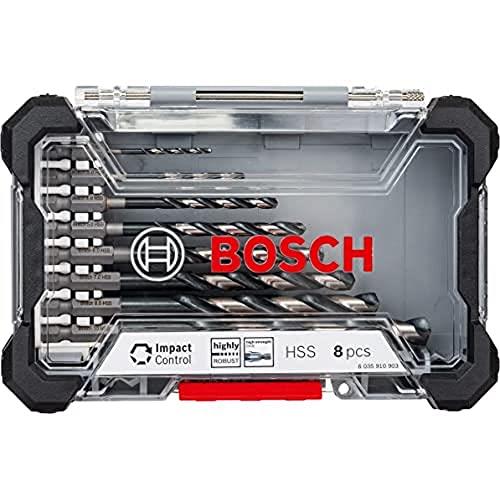 Bosch Accessories Professional 8-Piece Impact Control HSS Twist Drill Bit Set (Pick and Click, HEX-9, Ø 2.0–10.0 mm, Impact Driver Accessories)
