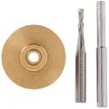 POWERTEC 71333 Router Bits Solid Brass Inlay Kit | for 1/4 Templates for High RPM Routing | Includes 1/8 Carbide Router Bit/Cutter + 1/4 Shank, Universal Bushing, Retainer Nut, Collar, Alignment Pin
