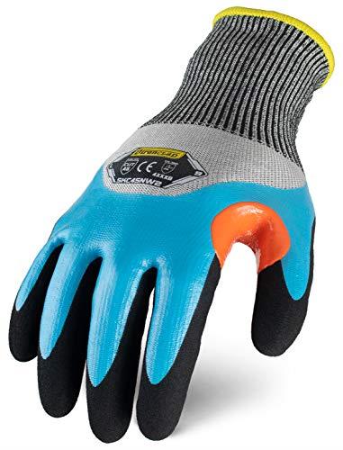 Ironclad Knit A7 Insulated HPPE Sandy Nitrile 3/4 Touch Gloves, Extra Small, Black/Blue