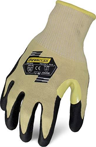 Ironclad Knit A3 Aramid Foam Nitrile Touchscreen Cut-Resistant Gloves, Extra Large, Yellow