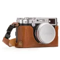 MegaGear Ever Ready Genuine Leather Camera Half Case and Strap compatible with Fujifilm X100F - Brown